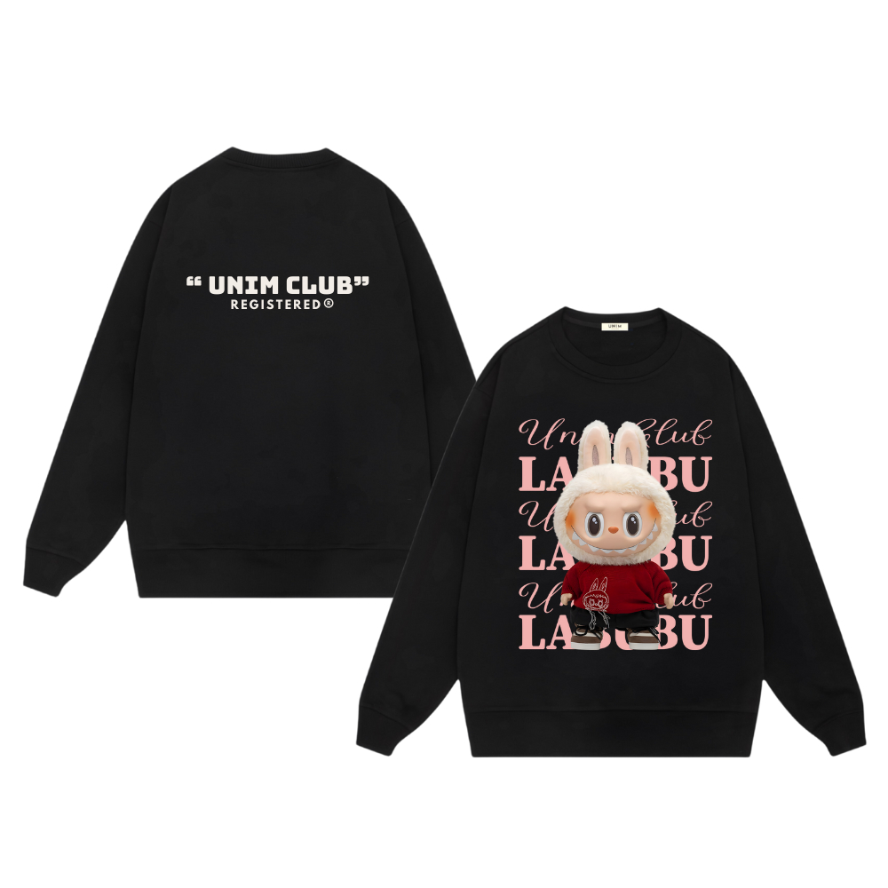 [Nỉ Chân Cua] Áo Sweater Labubu Áo Dài Tay Thu Đông Unisex Unim Club Chất Nỉ Chân Cua Premium Định Lượng 350 GSM