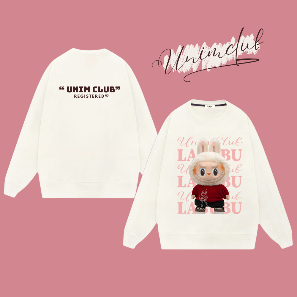 [Nỉ Chân Cua] Áo Sweater Labubu Áo Dài Tay Thu Đông Unisex Unim Club Chất Nỉ Chân Cua Premium Định Lượng 350 GSM