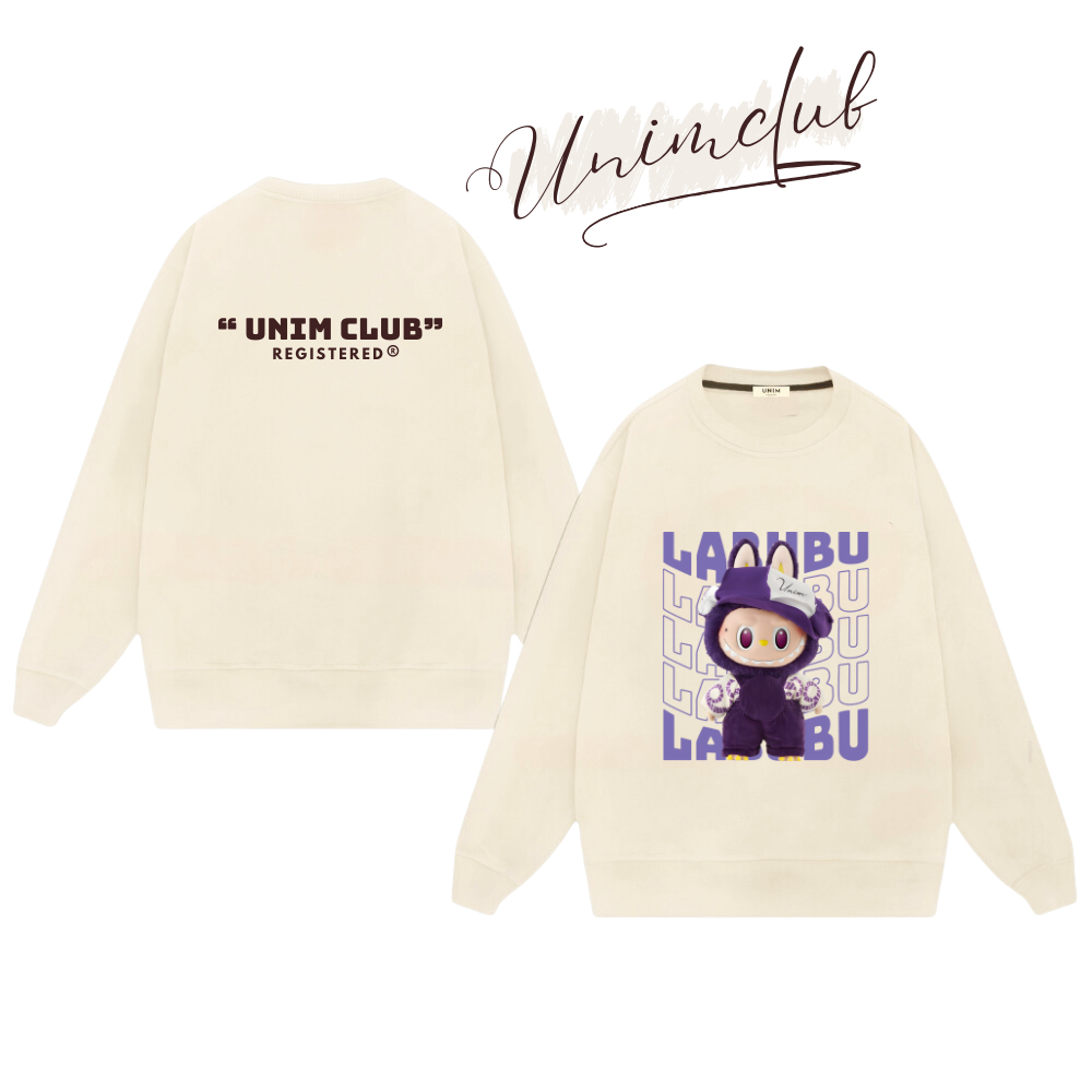 [Nỉ Chân Cua] Áo Sweater Labubu Áo Dài Tay Thu Đông Unisex Unim Club Chất Nỉ Chân Cua Premium Định Lượng 350 GSM