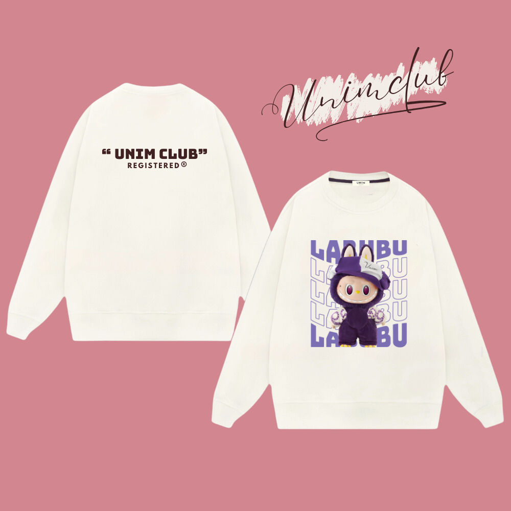 [Nỉ Chân Cua] Áo Sweater Labubu Áo Dài Tay Thu Đông Unisex Unim Club Chất Nỉ Chân Cua Premium Định Lượng 350 GSM