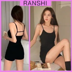 Jumpsuit SẴN MÚT Hở Lưng RANSHI Hai Dây Sợi Mảnh Điều Chỉnh Được Bodysuit Chất Thun Tăm Lạnh - RBS042