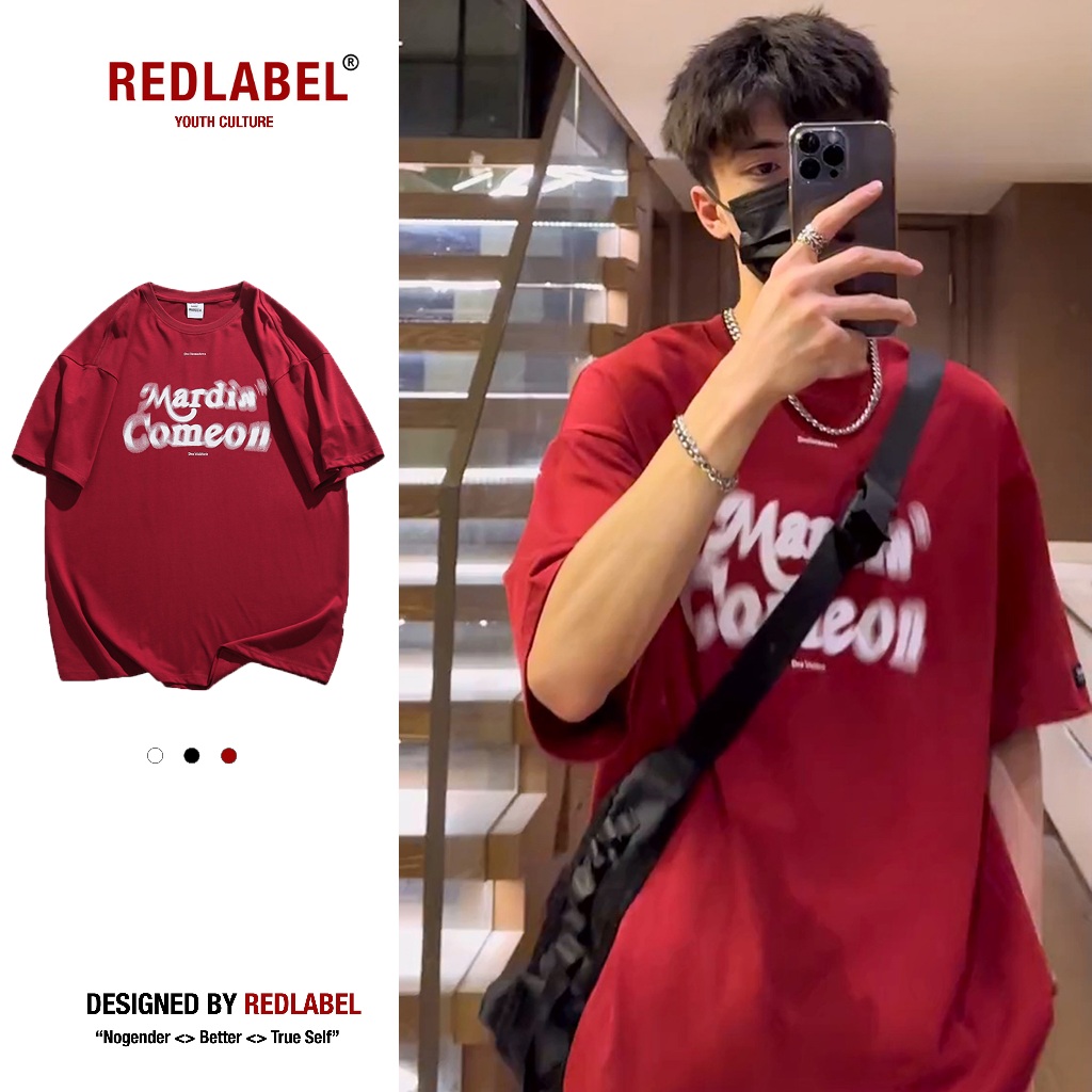 Áo Thun Nam  REDLABEL "COMEON" Tshirt, Áo Phông In Họa Tiết Basic Form Rộng Tay Lỡ Cap Cấp Cá Tính Chất Cotton Dày Dặn