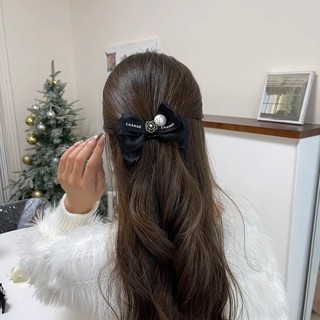 Buộc tóc nơ scrunchies hoa trà đính hạt trai, buộc tóc nhiều màu dễ thương Chồi accessories - K081
