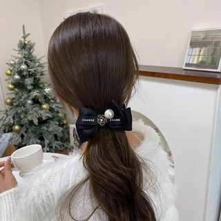 Buộc tóc nơ scrunchies hoa trà đính hạt trai, buộc tóc nhiều màu dễ thương Chồi accessories - K081