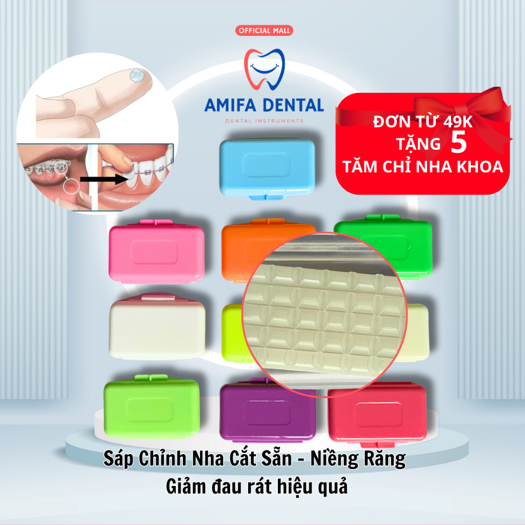 Set 10 Sáp Nha Khoa Chất Lượng Kèm Dao Cắt, Sáp Chỉnh Nha Niềng Răng, Sáp Giảm Đau Rát, Sáp Nha Khoa, Sáp Niềng Răng