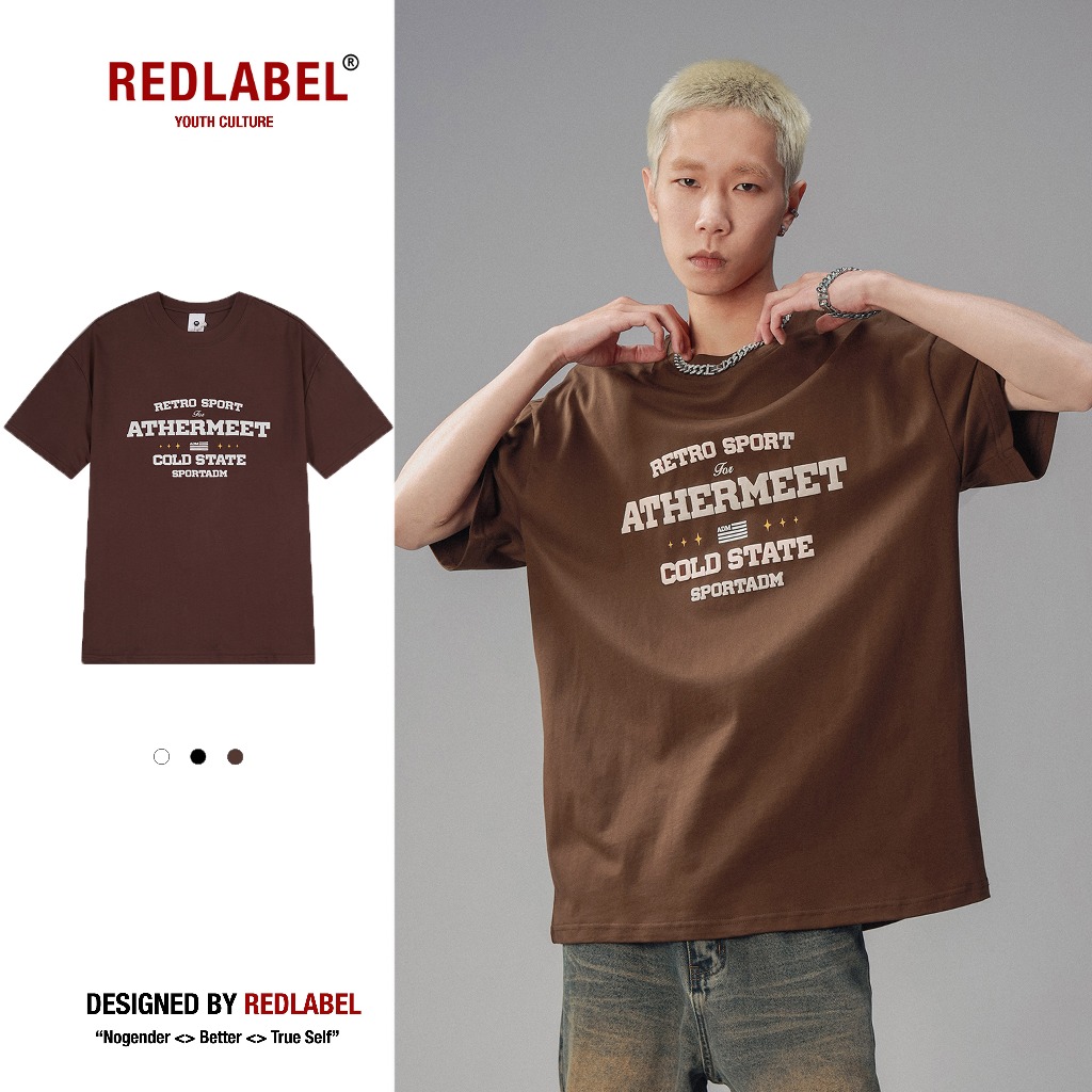 Áo Thun Nam Nữ REDLABEL RETRO, Áo Phông Basic Form Rộng Tay Lỡ Cao Cấp Cá Tính Chất Cotton Dày Dặn