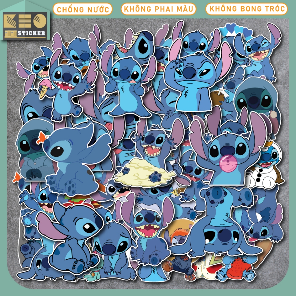 50 Sticker Stitch chống nước dán mũ bảo hiểm, điện thoại, laptop, đàn ...