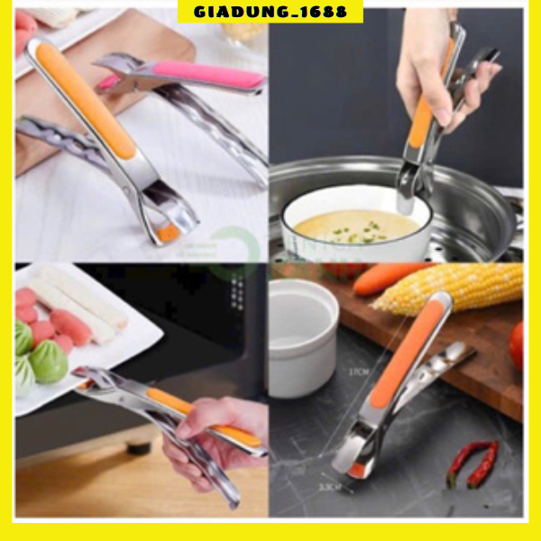 Kẹp gắp đổ nóng inox - gắp chén đĩa chịu nhiệt cao - kẹp chống bỏng tay khi bưng đồ (Tuyển   )