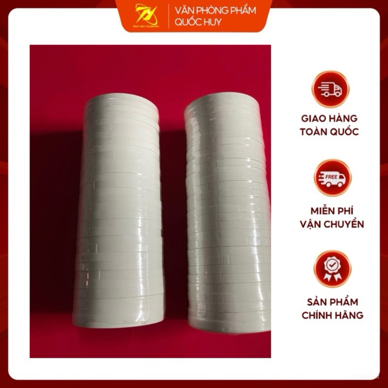 [ BUÔN] BĂNG DÍNH 2MẶT 1CM LÕI NHỰA, 1 CÂY 30 CUỘN - VPP QUỐC HUY.