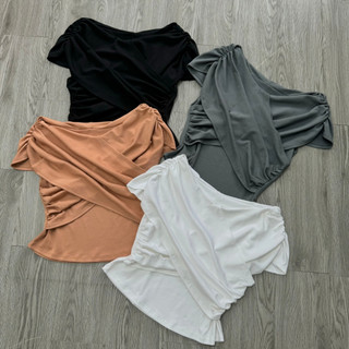 Áo Trễ Vai Bigszie Nữ Tay Ngắn Dáng Croptop Ôm Body Tôn Dáng Nữ Tính Cho Chubby A240