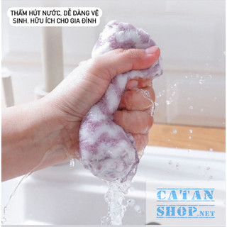 Combo 10 khăn Lau Đa Năng Làm Bằng Lông Cừu Sọc San Hô, Khăn Lau Chén Dĩa, Bếp, Bàn Tiện Ích -GD836-KhanV25-Soc