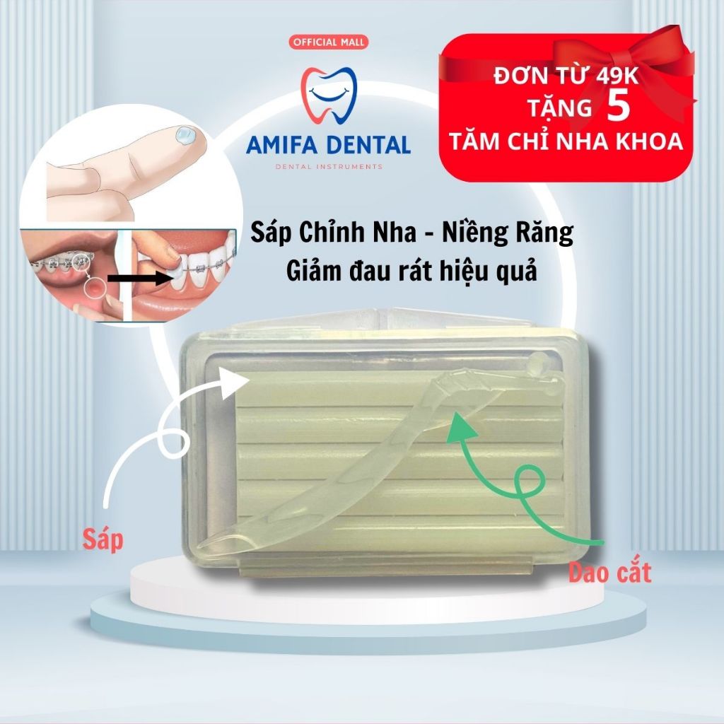 Set 10 Sáp Nha Khoa Chất Lượng Kèm Dao Cắt, Sáp Chỉnh Nha Niềng Răng, Sáp Giảm Đau Rát, Sáp Nha Khoa, Sáp Niềng Răng