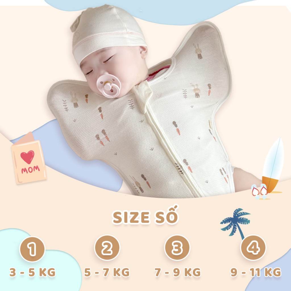 Nhộng Chũn Hở Chân Cho Bé Unbee Vải Tơ Tằm Mềm Mát Từ 3-9KG
