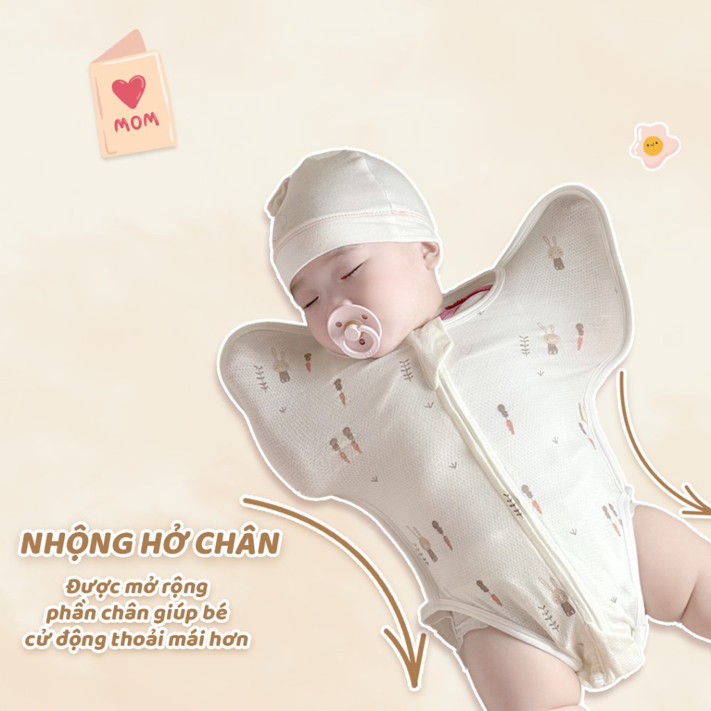 Nhộng Chũn Hở Chân Cho Bé Unbee Vải Tơ Tằm Mềm Mát Từ 3-9KG