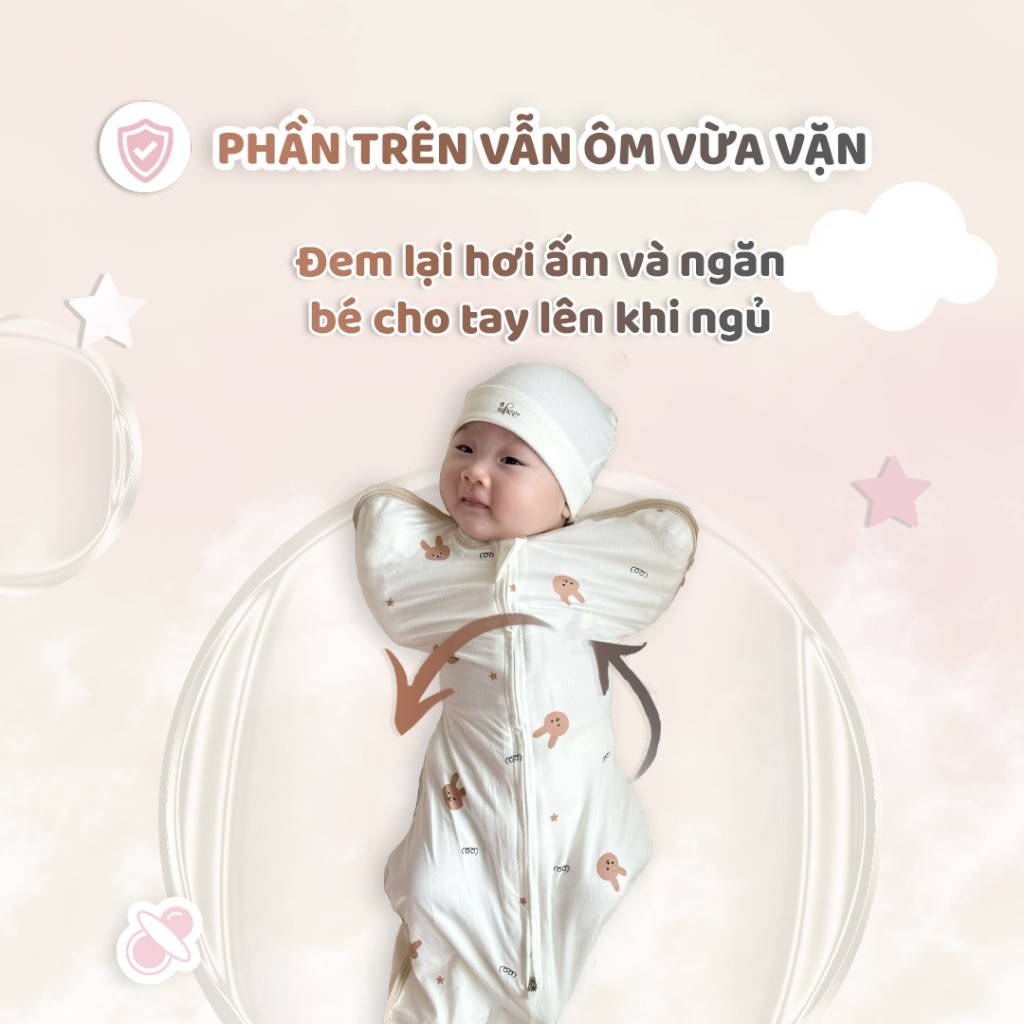 Nhộng Ngủ Cho Bé Ngủ Ngon Unbee, Hàng Thiết Kế Cao Cấp Chất Cotton Mềm Mại Co Giãn Đàn Hồi - PN004