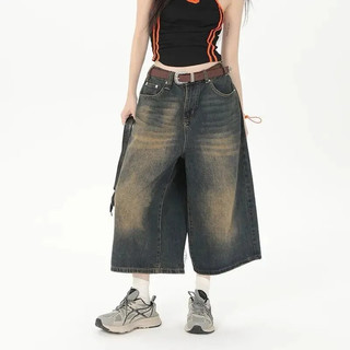 Quần Short Baggy Jeans Nam Nữ, Quần Đùi Cạp Cao Phối Màu Dirtwash