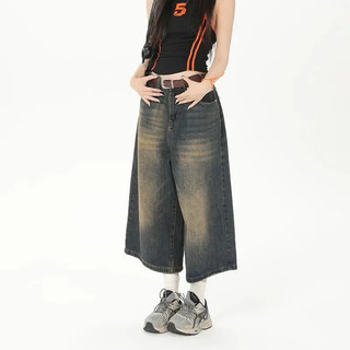 Quần Short Baggy Jeans Nam Nữ, Quần Đùi Cạp Cao Phối Màu Dirtwash