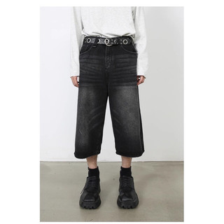 Quần Short Baggy Jeans Nam Nữ, Quần Đùi Cạp Cao Phối Màu Dirtwash