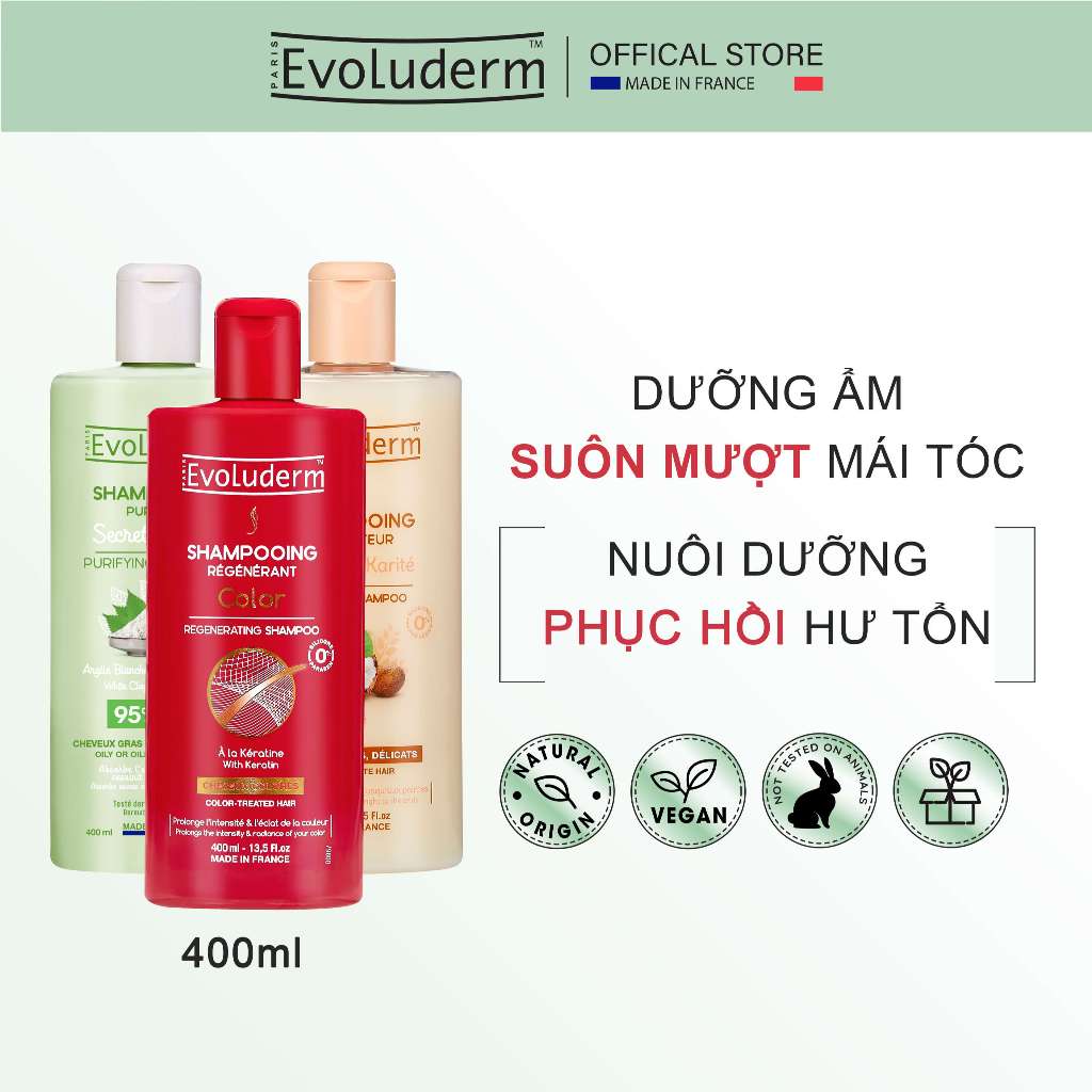 Ảnh Dầu gội giúp dưỡng tóc suôn mượt và phục hồi tóc Evoluderm 1