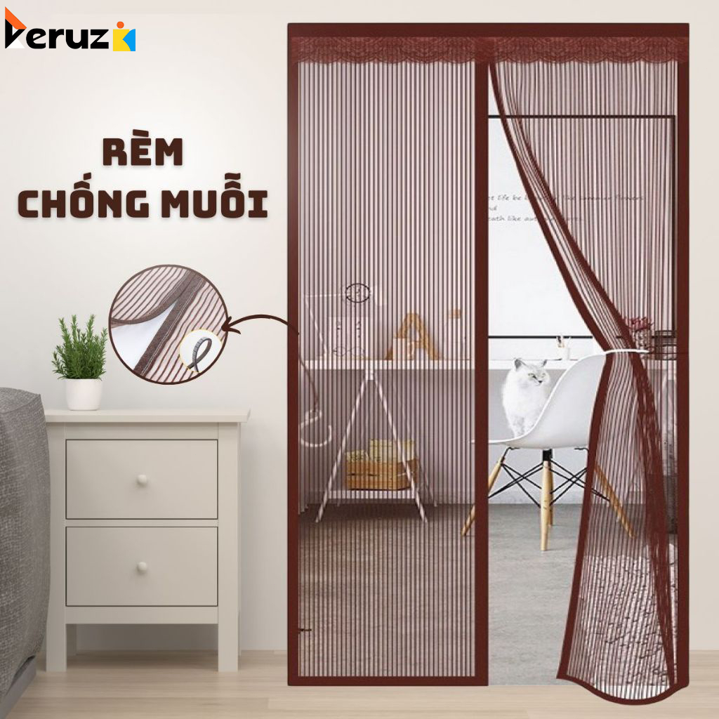 Rèm Chống Muỗi Cửa Ra Vào - Dán Tường Không Cần Khoan Đục - Có Nam Châm ...