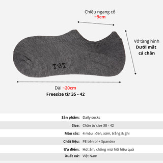 [ Combo 10 Đôi ] Vớ Tất Nam Tàng Hình Lười Trơn T&T SOCKS Basic Nhiều Màu Thoáng Khí Mềm Mại Khử Mùi Hôi - NAM102