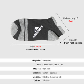[ Combo 5 Đôi ] Vớ Tất Nam Cổ Ngắn 2 Tai Cotton Men Socks T&T SOCKS - NAM 33.004