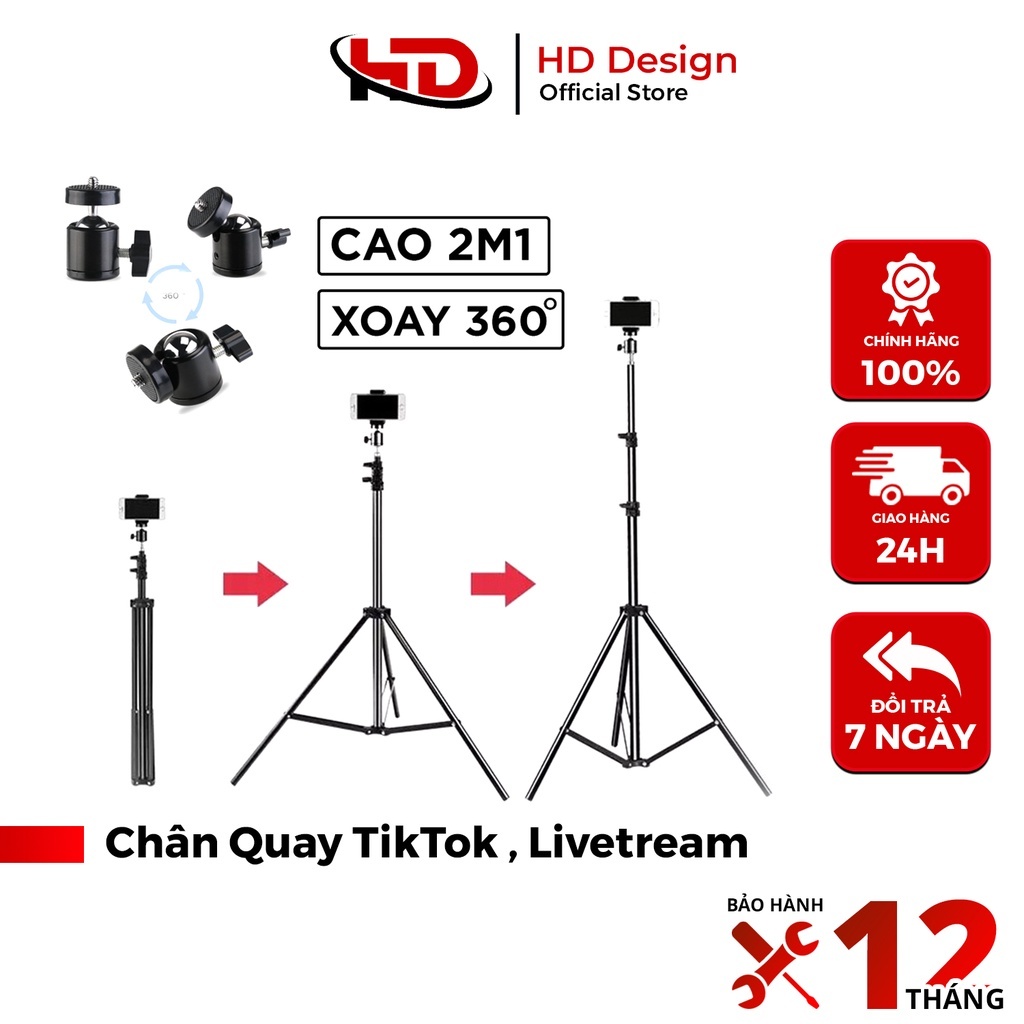 Chân Quay Video Hỗ Trợ Livetream Chụp Ảnh Quay Video , Hàng Loại 1 Cao Cấp - Chính Hãng HD DESIGN