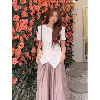 Áo thun nữ Forgirlvn áo thun trơn ôm body cổ tròn chiết eo chéo vạt T101
