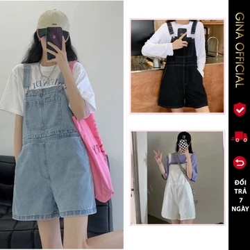 Quần Yếm bò Jeans Avocado Quần Yếm Kaki Đùi Dáng Rộng Phong Cách Hàn Quốc, yếm sooc jean nữ chất jean dày dặn cao c