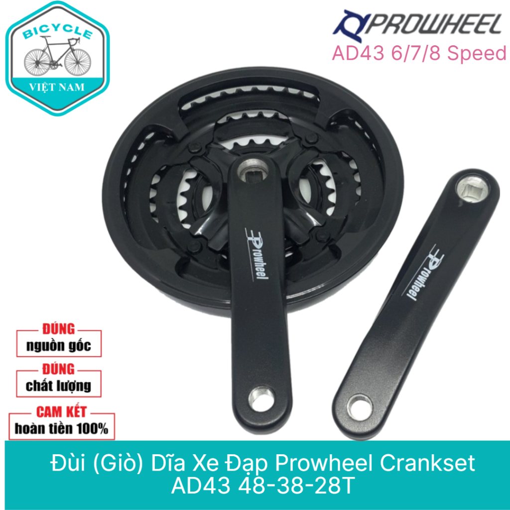 Đùi (Giò) Dĩa Xe Đạp Prowheel Crankset AD43 48-38-28T | Shopee Việt Nam