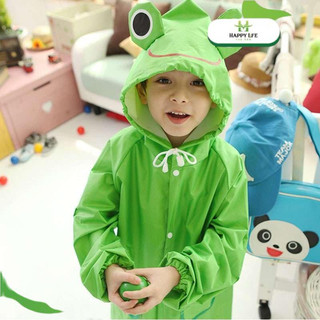 Áo mưa choàng trẻ em hình thú hoạt hình dễ thương – Poly chống thấm, màu sắc tươi sáng, có mũ & túi