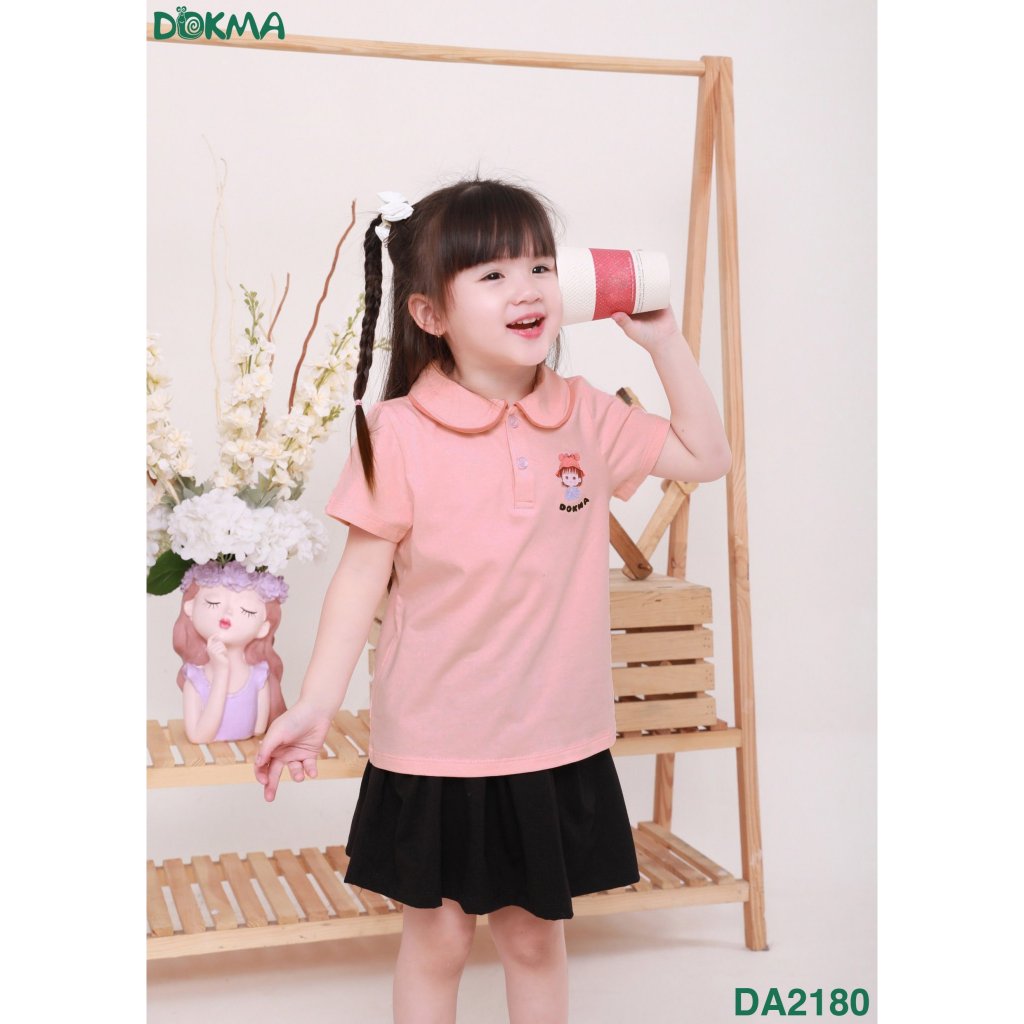 (13-22kg, 2-7Y) Áo Cộc Tay Cổ Sen, Áo Polo Cotton Bé Gái Dokma DA2180 DA2215 DA2662 DA1489