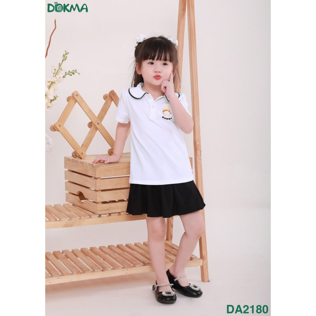 (13-22kg, 2-7Y) Áo Cộc Tay Cổ Sen, Áo Polo Cotton Bé Gái Dokma DA2180 DA2215 DA2662 DA1489