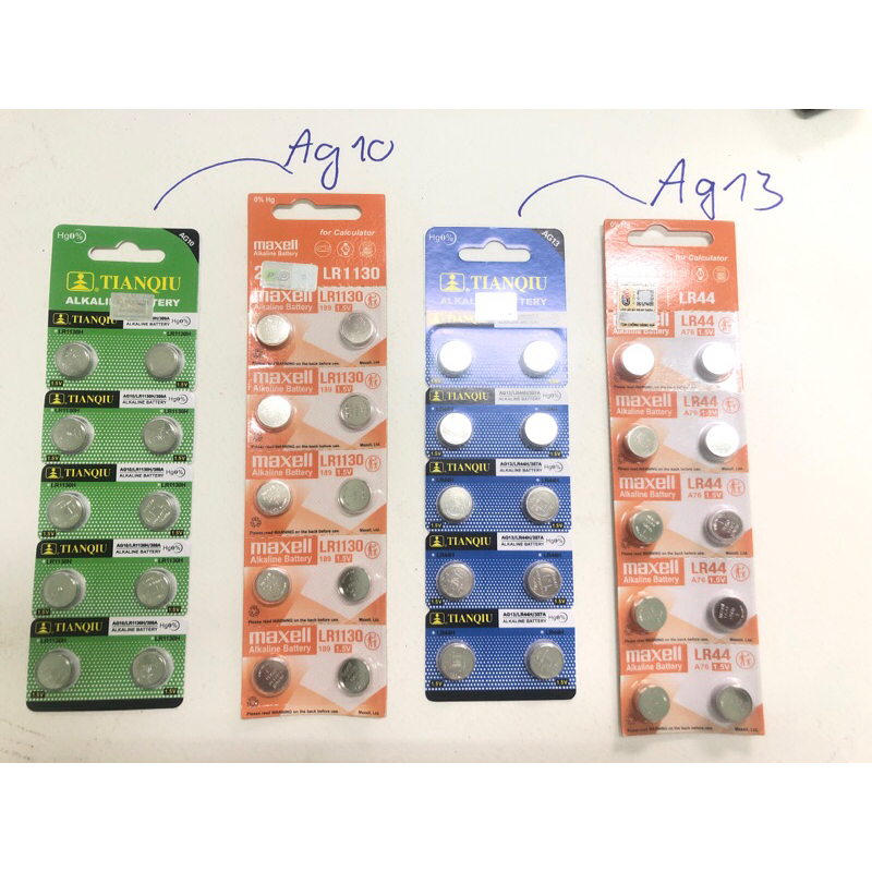 Vỉ 10 Viên Pin AG3 / AG10 / AG13.. MAXELL Chính Hãng NHập Khẩu | Shopee ...
