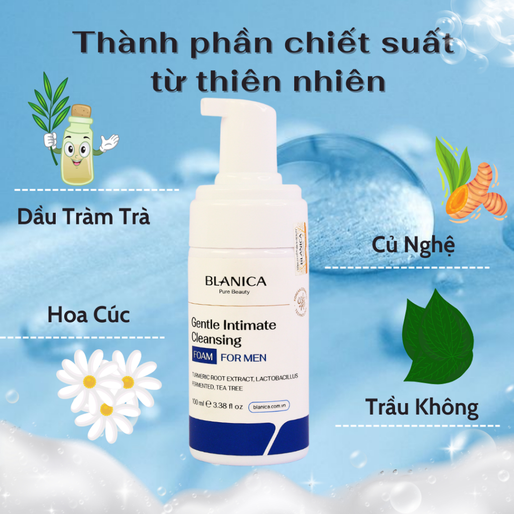 Ảnh Dung dịch vệ sinh nam BLANICA chiết xuất lá trầu không, Dạng bọt, mùi hương tự tin nam tính 100ml 1