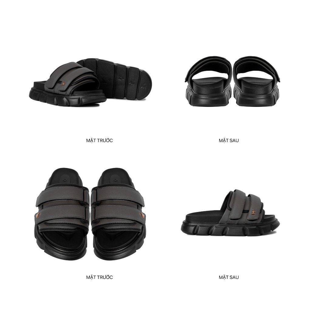 Ảnh Dép Sandal Nam Nữ Tăng Chiều Cao THEWOLF ESSENTIAL STRAP SLIDE SANDAL - Đen Xám Nâu Beige Kem Sữa 3