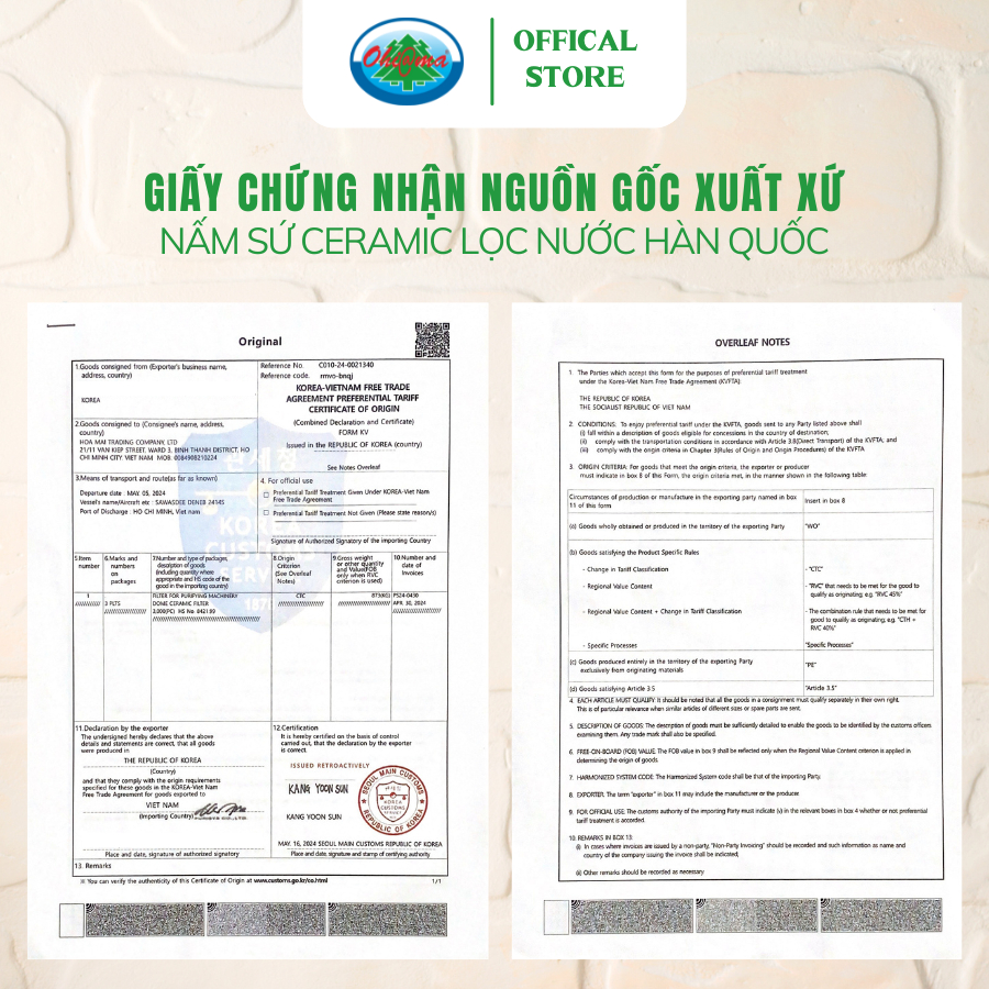 Ảnh Nấm Sứ Ceramic Ohiama Water Filter Element Hàn Quốc Chính Hãng - Bộ Phụ Kiện Bình Lọc Nước Uống 3