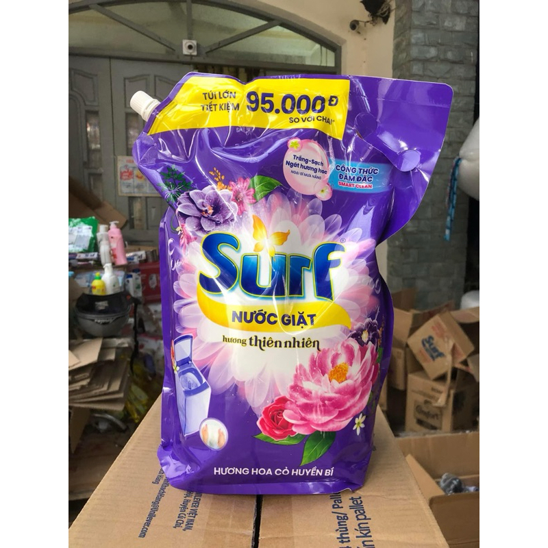 (túi 3.6kg) NƯỚC GIẶT SURF TÚI MÀU TÍM HOA CỎ HUYỀN BÍ - SURNG