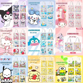Túi tote túi vải Canvas in hình 2 mặt có khoá kéo đi học đi làm hoạt hình Sanrio Kuromi Melody Cinnamoroll dễ thương