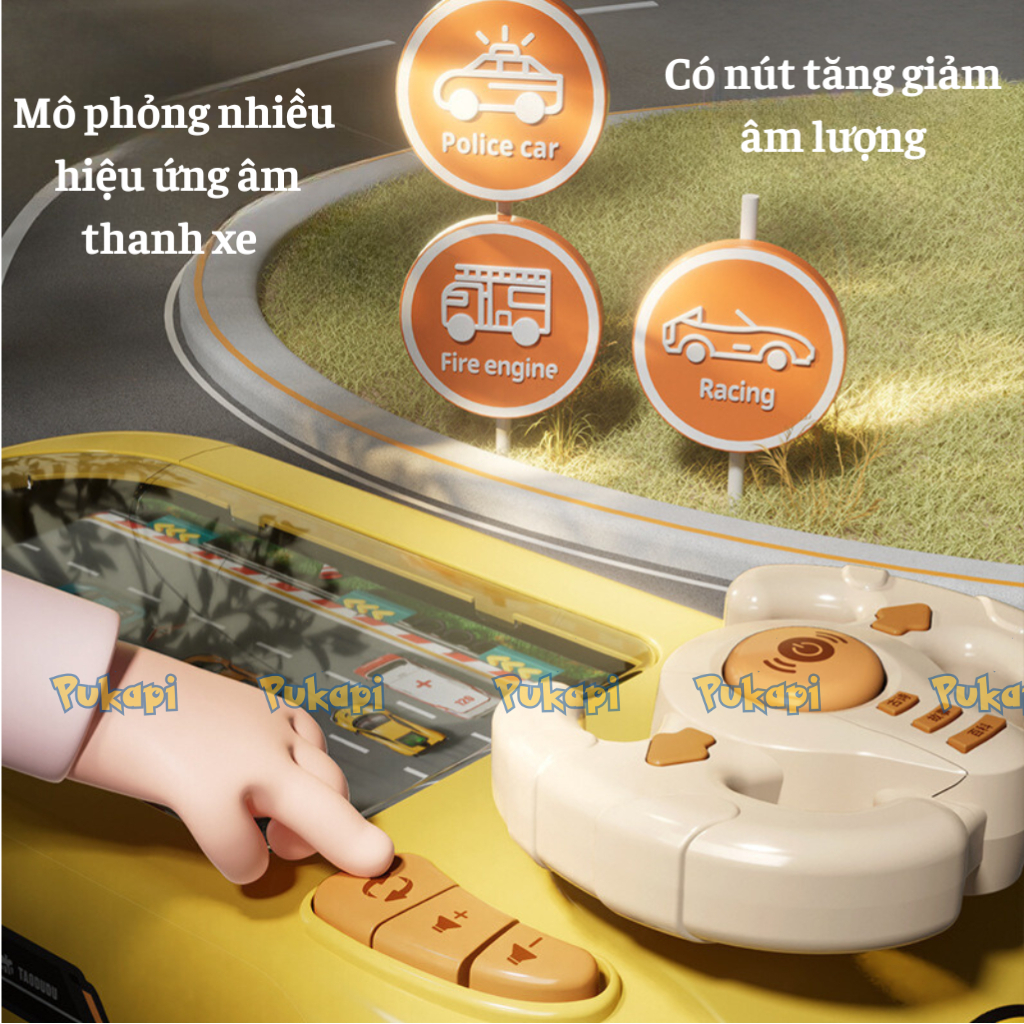 Ô Tô Đồ Chơi Đường Đua Xe Ô Tô Màn Hình Chuyển Động Kèm Vô Lăng Điều Khiển Có Âm Thanh - Đồ Chơi Cho Bé PUKAPI