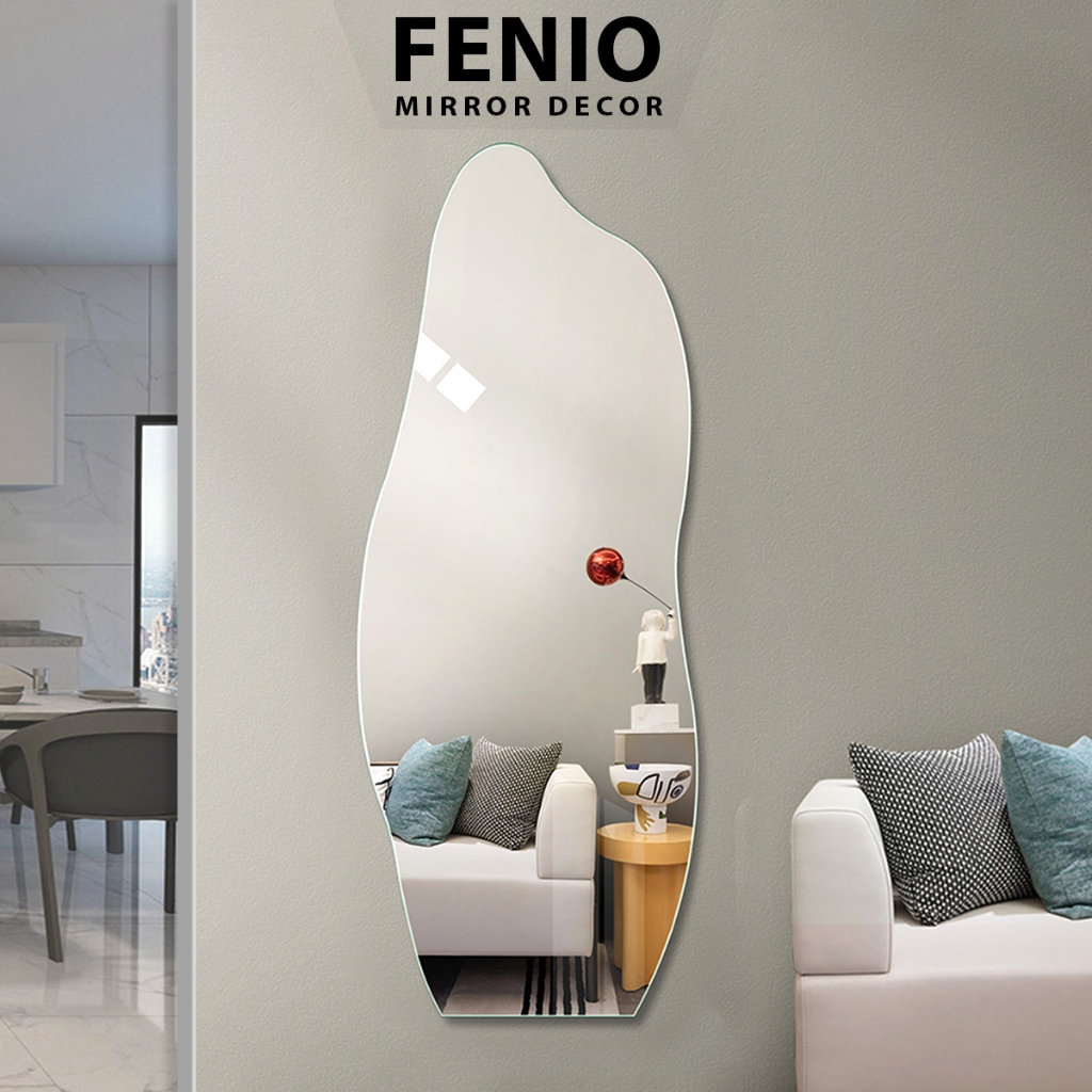 Ảnh Gương hình hạt đậu lượn sóng nghệ thuật FENIO Gương toàn thân có đèn led cảm ứng 1