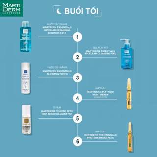 Nước tẩy trang Martiderm essentials micellar cleansing solution 3 in 1 (75m và 300ml)