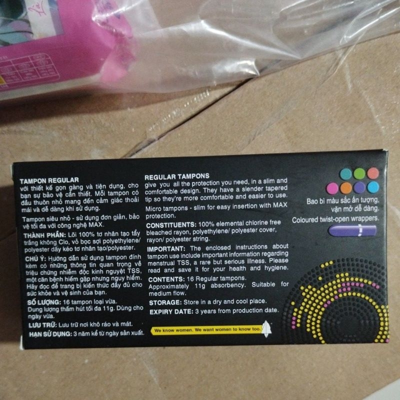 1 hộp băng vệ sinh Tampon Kotex size vừa 16c/hộp