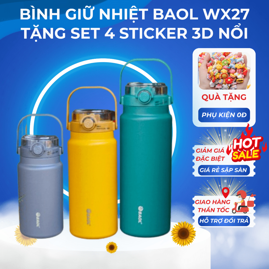 Bình giữ nhiệt BAOL WX27 Inox 304 cao cấp dung tích 1050, 1300, 1500ml ...