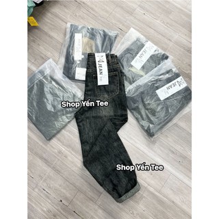 20204MA- Quần baggy cạp phối viền nâu Yến Tee , quần jeans nữ , quần che khuyết điểm