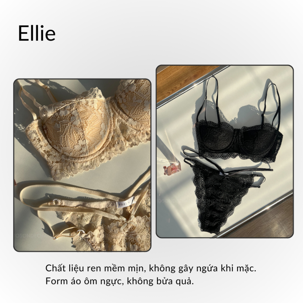 Bộ Đồ Lót Thiết Kế Ellie Cúp Ngang Xinh Xắn, Mút Mỏng Có Thể Tháo Rời (Hình Thật - Che Tên Sản Phẩm) | BigBuy360 - bigbuy360.vn