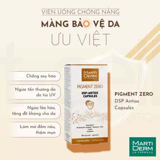 Viên uống chống nắng, làm sáng da Martiderm pigment zero dsp antiox capsules (60 viên)