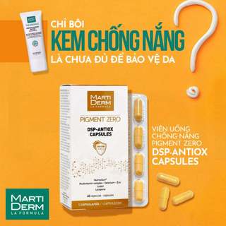 Viên uống chống nắng, làm sáng da Martiderm pigment zero dsp antiox capsules (60 viên)