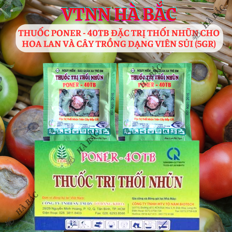 Chế phẩm xử lí thối nhũn Poner - 40TB, xương mai đốm thân cho hoa lan và cây trồng dạng viên sủi (5gram)