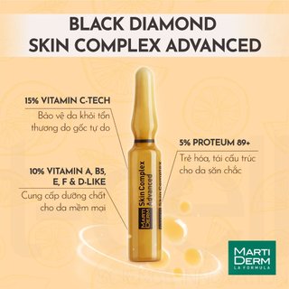 martiderm black diamond skin complex ampoule chống oxy hoá, trẻ hóa & làm sáng da 15% vitamin C